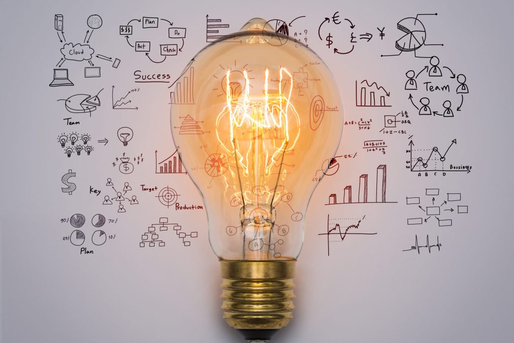 Light bulb with drawing graph
